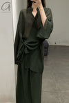 Samuel GUI yang double-layer folding half skirt AW22SK03-2 Ink green